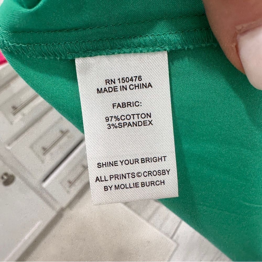 CROSBY by Mollie Burch Green Ruched Ruffled Blouse- size medium - Picture 3 of 5